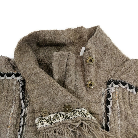 Free People Double Breasted Fringe Cardigan Sz XS - Picture 4 of 10